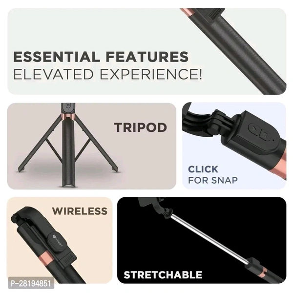 Cell Phone Selfie Stick Tripod Remote Wireless Selfi Stick Phone Holder Stand - Black