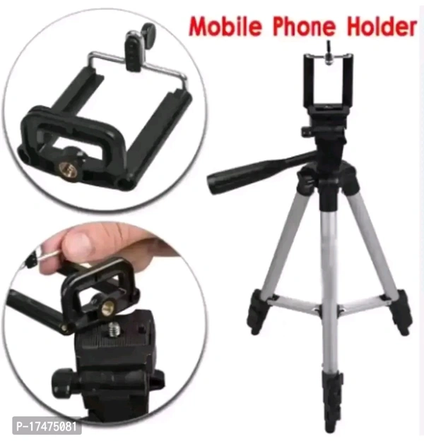 TRIPOD-3110 Portable Camera Tripod with Three-Dimensional Head Quick Release Plate for All Cameras Mobile, Best for Making Videos'- Silver, Black - Black