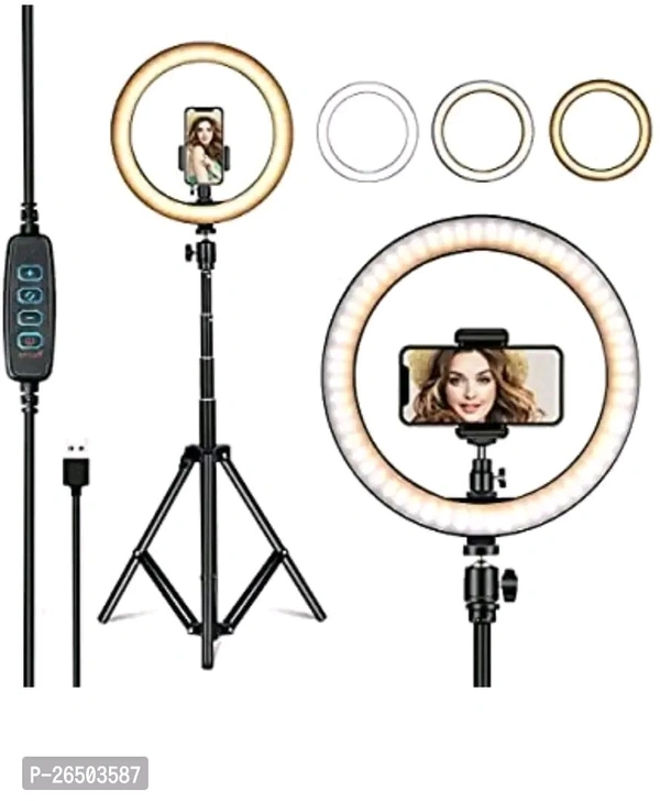 10 Selfie LED Ring Light, Phone Holder,7 Feet Long Stand 360 degree 1.5 meter long collar mic Kit Best for YouTube Makeup Camera for Beauty Parlor Saloon Studio Video Shooting - Black