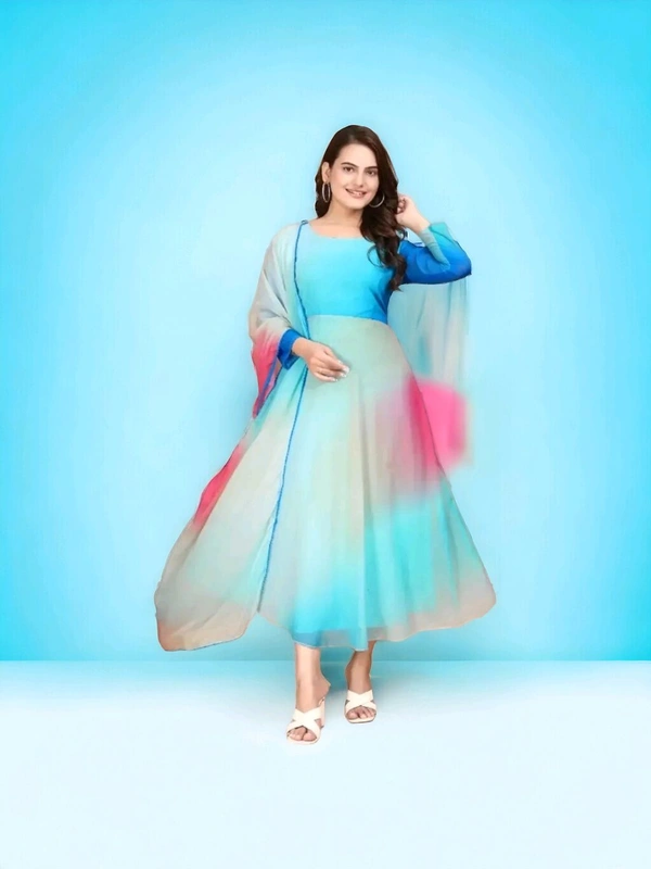 Attractive Georgette Gown for Women With Dupatta - XL