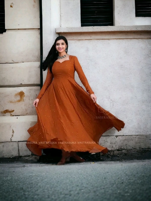 Stylish Fancy Designer Georgette Ethnic Gown For Women - M