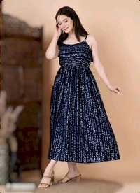 Stylish Navy Blue Rayon Embellished Dresses For Women - S