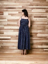 Stylish Navy Blue Rayon Embellished Dresses For Women - XXXL