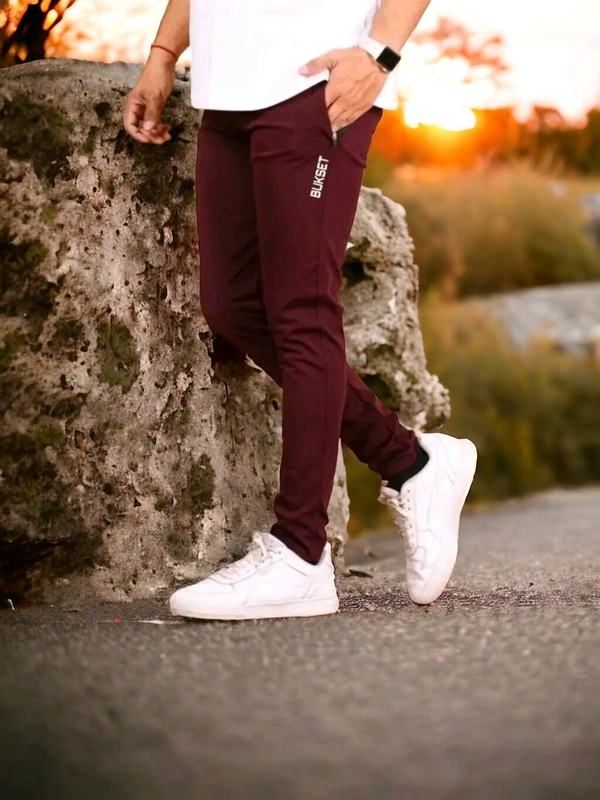 Men's Trackpants Maroon (Lycra) - S, Maroon