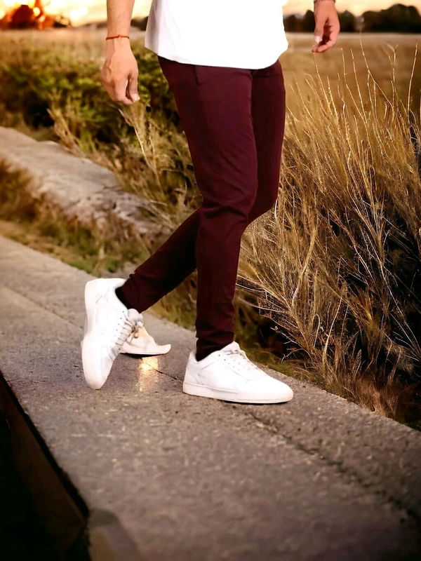 Men's Trackpants Maroon (Lycra) - L