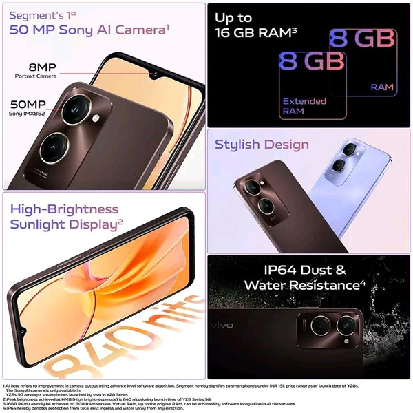 Vivo VIVO Y28s 5G (Twinkling Purple, 128 GB)  (8 GB RAM) - 8+128GB, Twinkling Purple