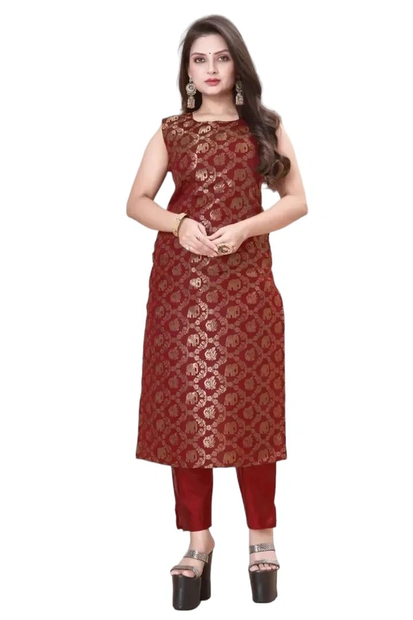 Stylish Maroon Jacquard Kurta, Bottom And Dupatta Set For Women - Maroon, M