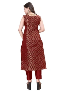 Stylish Maroon Jacquard Kurta, Bottom And Dupatta Set For Women - Maroon, XL