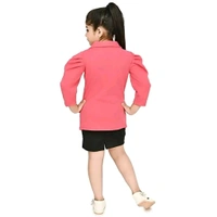 Classic Crepe Solid Dress for Kids Girls with Jacket - Red, 9-10 Years