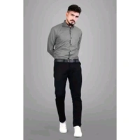 Trendy Cotton Blend Shirt for Men - Gray, S