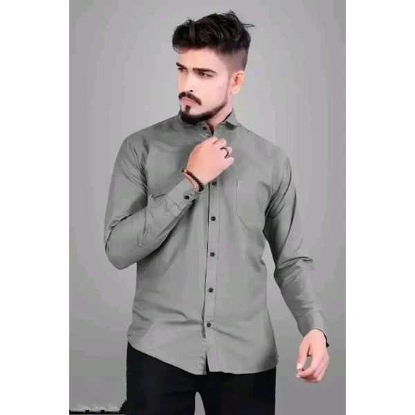 Trendy Cotton Blend Shirt for Men - Gray, L