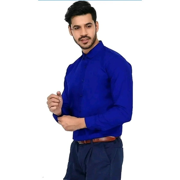 Blue Cotton Solid Casual Shirts For Men - Blue, XL