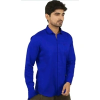 Blue Cotton Solid Casual Shirts For Men - Blue, XL