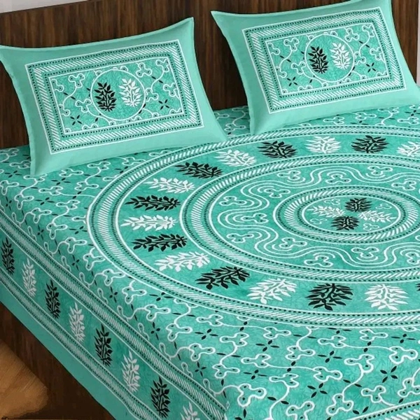 Cotton Bedsheet with 2 Pillowcover - Multicoloured, Double