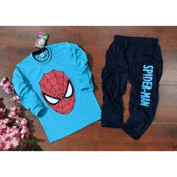 Blue Cotton T Shirt and Pant Set - Blue, 1-2 Year