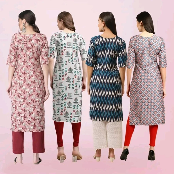 Women Stylish Crepe Printed Straight Kurta - Multicoloured, M