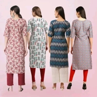 Women Stylish Crepe Printed Straight Kurta - Multicoloured, XXL