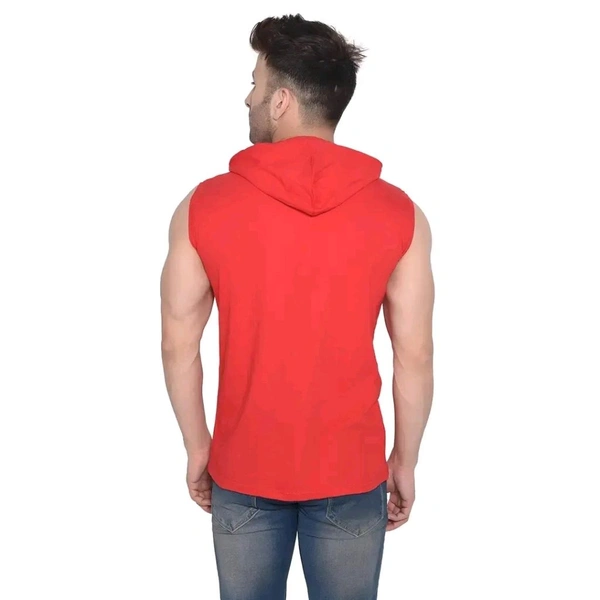 Men's Sleeveless Hooded Tees ( Red )_S - Red, M