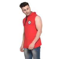 Men's Sleeveless Hooded Tees ( Red )_S - Red, M
