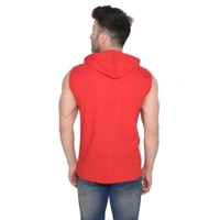 Men's Sleeveless Hooded Tees ( Red )_S - Red, XL