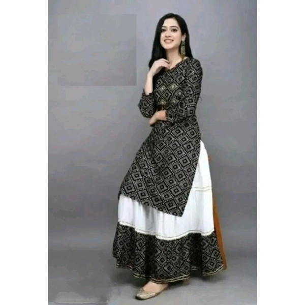 A LINE RAYON KURTA SET - Black, XXL