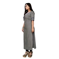 Patchwork Kurtas Cotton Blend - Gray, S