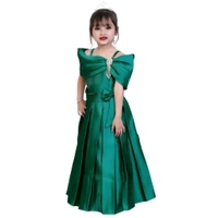 Green Solid Silk Blend Ethnic Gown - Green, 11-12 Year