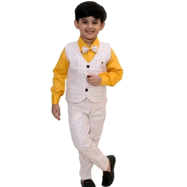 V.K yellow Cotton clothing sets for boys (6months-10years) in different colours - Yellow, 3-4 Year