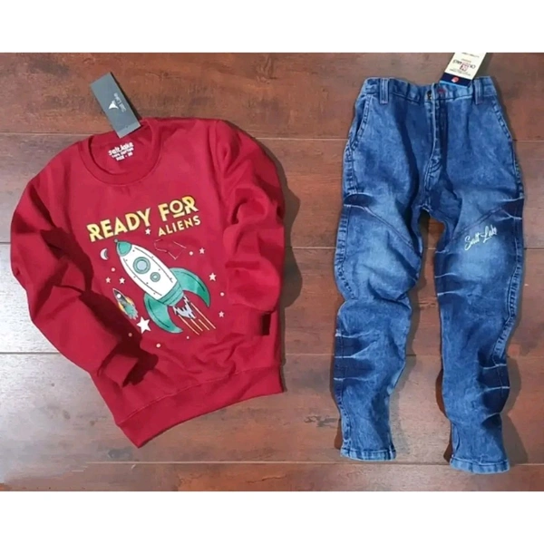 Kids Sweatshirt Denim Clothing Set - Multicoloured, 7-8 Year