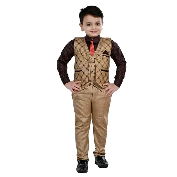 saurabhanchal  coffee Cotton clothing sets for boys (6months-10years) in different colours - Coffee, 4-5 Year