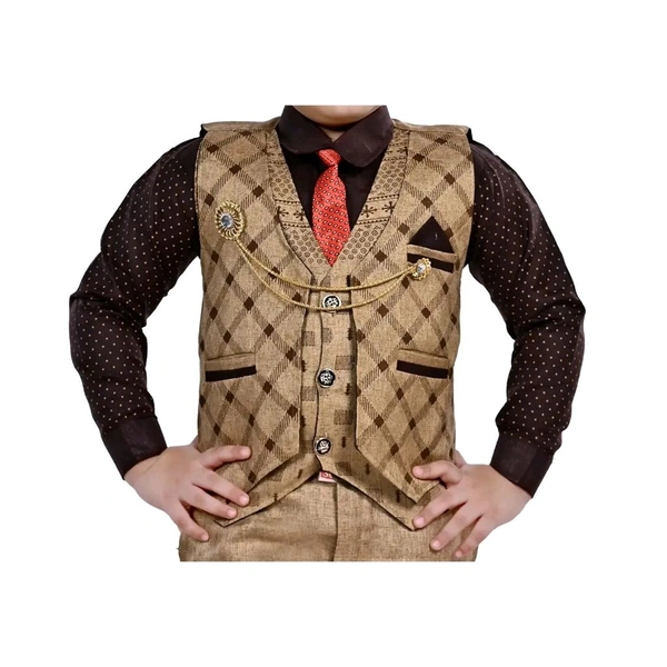 saurabhanchal  coffee Cotton clothing sets for boys (6months-10years) in different colours - Coffee, 8-9 Year