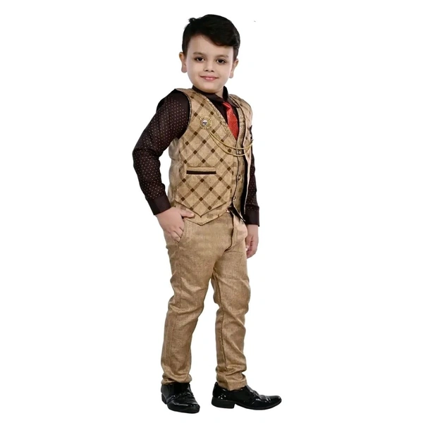 saurabhanchal  coffee Cotton clothing sets for boys (6months-10years) in different colours - Coffee, 9-10 Year