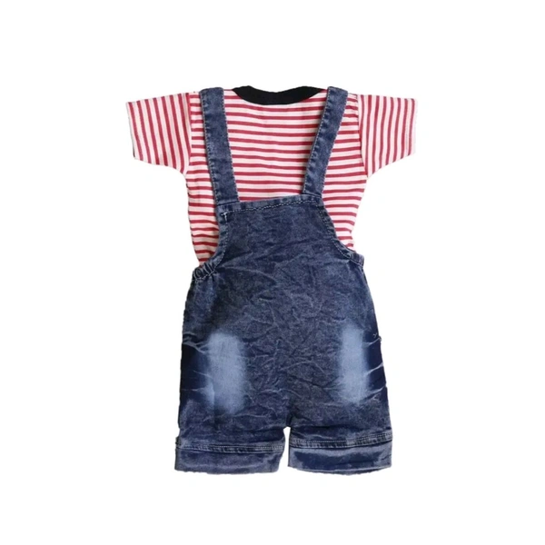 PEACEWAVE Baby Boys  Baby Girls Party(Festive) T-Shirt Dungareenbsp;nbsp;(Multicolor) - Red, 12-18 Months