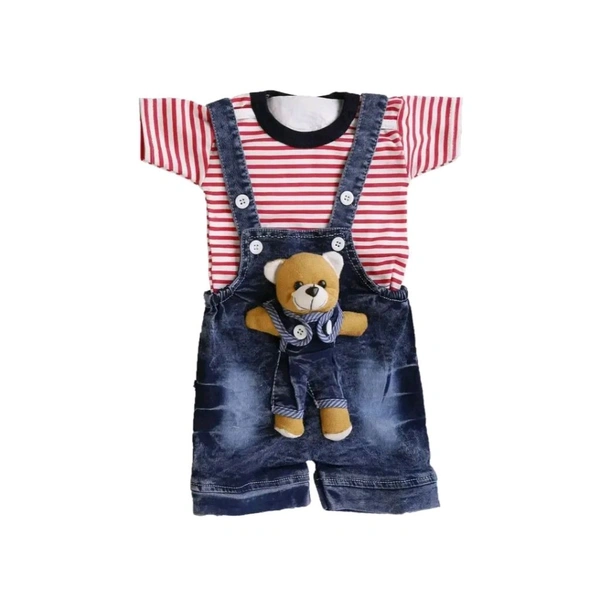PEACEWAVE Baby Boys  Baby Girls Party(Festive) T-Shirt Dungareenbsp;nbsp;(Multicolor) - Red, 18-24 Months