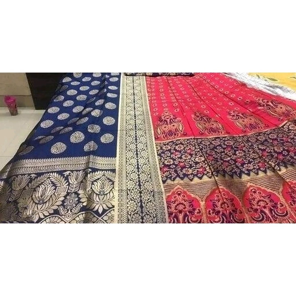 Elegant Pink Art Silk Semi-Stitched Lehenga Choli With Dupatta Set For Women - Pink, Free Size