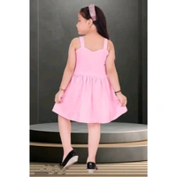 Stylish Fancy Designer Cotton Blend A-Line Dress For Girls - Pink, 12-18 Months