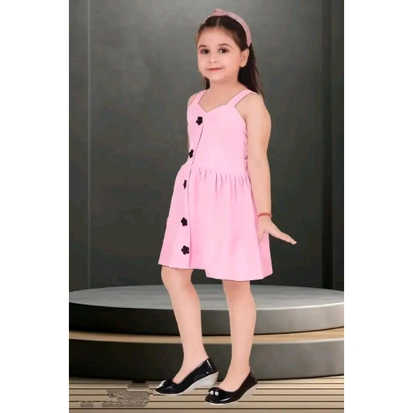 Stylish Fancy Designer Cotton Blend A-Line Dress For Girls - Pink, 2-3 Year