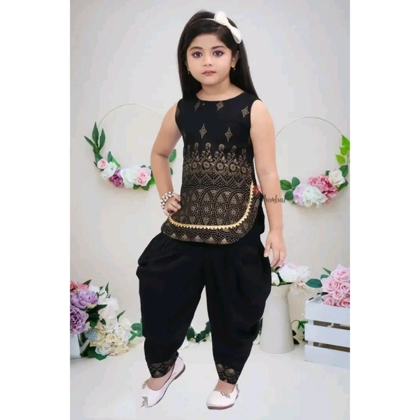 Black Cotton Blend Dress for Girls - Black, 6-7 Year