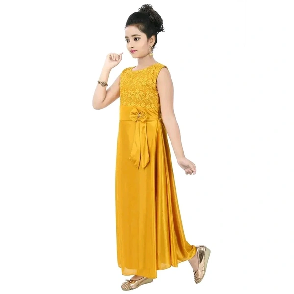 Girls Party Wear Dresses - Yellow, 7-8 Year