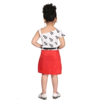 Elegant Red Georgette Self Pattern Dress For Girls - Red, 3-4 Year