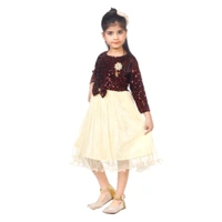 Modern Comfy Girls Sequin Gown Frocks and Dresses - Multicolored, 2-3 Year