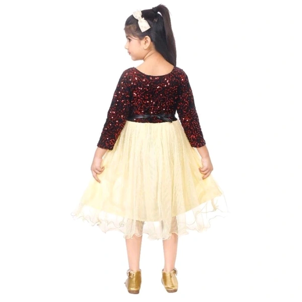 Modern Comfy Girls Sequin Gown Frocks and Dresses - Multicolored, 2-3 Year