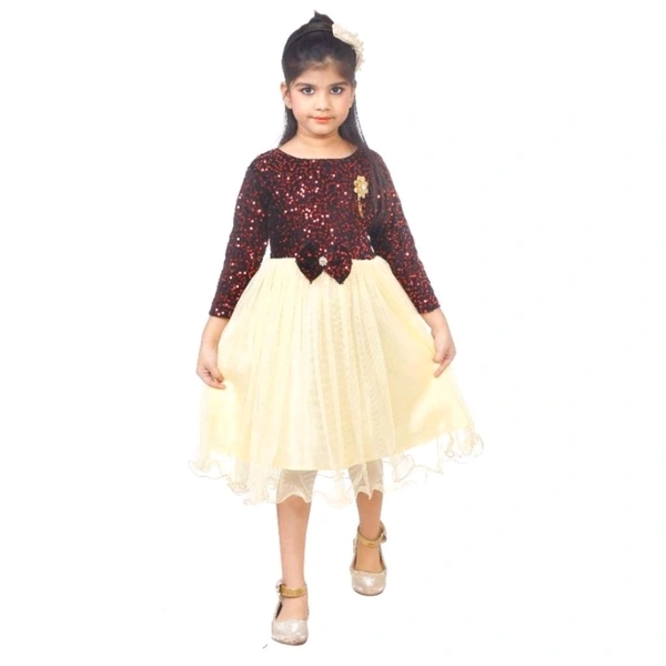 Modern Comfy Girls Sequin Gown Frocks and Dresses - Multicolored, 3-4 Year
