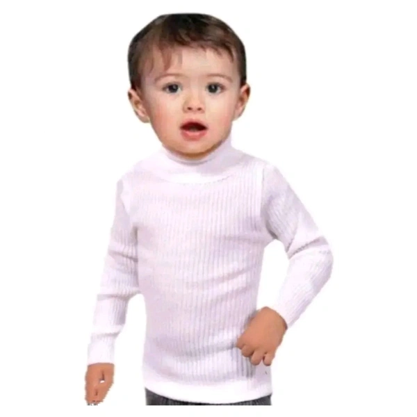 White High Neck Sweater For Kids - White, 1-2 Year