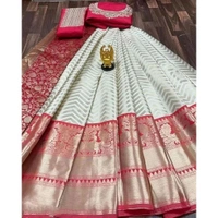 jacquard beautiful unstitched lehenga for womans - Cream, Free