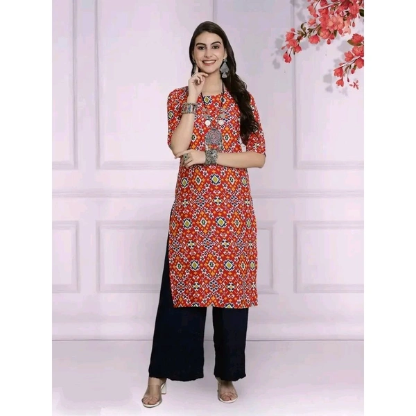 Stylish Red Crepe Kurta For Women - Red, M