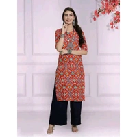 Stylish Red Crepe Kurta For Women - Red, XL