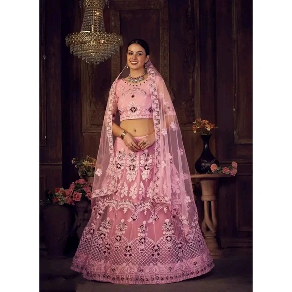 Women  Net Semi Stitched Lehenga Choli