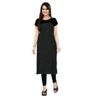 Women's Printed Full-Stitched Crepe Straight Kurti (Combo Pack Of 2) - Black, XL