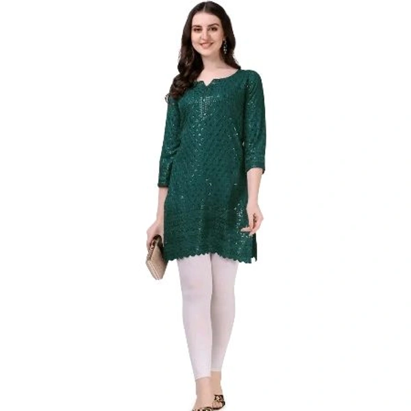Stylish Fancy Viscose Rayon Kurta For Women - Sherpa Blue, XXL